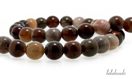 10 strengen Firewood fossil kralen rond ca. 8mm