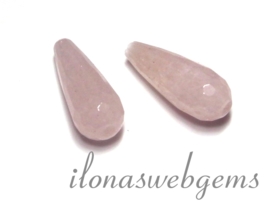 1 paar pink quartz pegels ca. 19x8mm(La7-1)