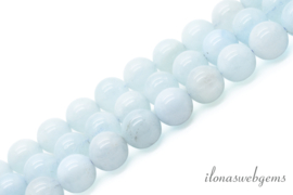 10 strengen Aquamarijn kralen rond ca. 6mm A kwaliteit