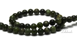 10 strengen Demdritic green Jade kralen rond ca. 4mm (58)