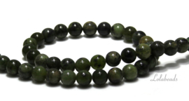 10 strengen Demdritic green Jade kralen rond ca. 10mm (58)