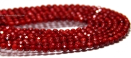 Koraal kralen rood facet rond ca. 4mm (Q49)