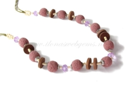 Collier met Lavasteen oud roze