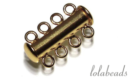 3 stuks Gold filled slot 4 rij ca. 26mm