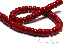 Koraal kralen rood rondel ca. 11,5x6mm(BB7D)