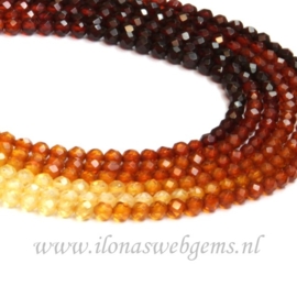 Imitatie Barnsteen / Amber facet rond ca. 4mm