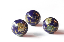 5 stuks Globe kraal met Lapis Lazuli, Parelmoer en andere edelsteen rond 12mm