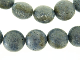 Blauwe Koraal bolle coin ca. 20x16mm