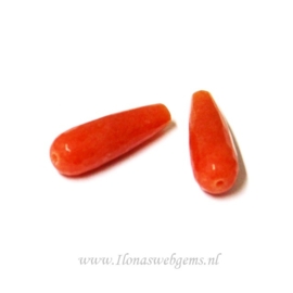 1 stuk Jade oranje facet pegels ca. 30x10mm