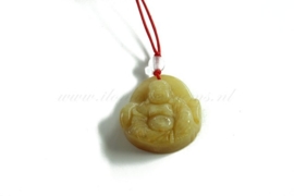 Jade Buddha geel ca. 35x26mm