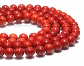 Bloedkoraal kralen 'oud Hollands' rond ca.10mm (H95)