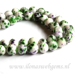 Jade spikkel groen-paars rond ca. 10mm