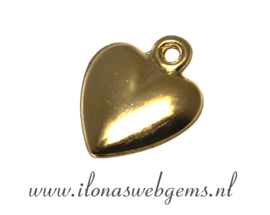12 stuks Gold filled bedeltjes hart ca. 12x10x1,5mm