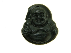 Zwarte Jaspis Buddha hanger ca. 27x24mm (15)