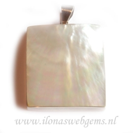 Sterling zilveren hanger met parelmoer ca. 46x36x5mm