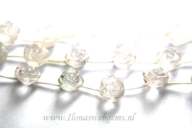 Bergkristal roosjes ca. 14x10mm
