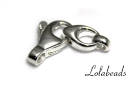 12 stuks Sterling zilveren Lobsterslot ca. 23x7mm
