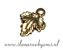 12 stuks Gold filled bedeltje blaadje ca. 9.5x7,5mm