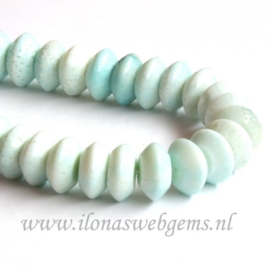 Koraal kralen blauw discs ca. 15x7mm (F48)