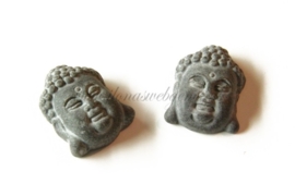 Zwarte Jaspis Buddha hanger ca. 28x22x9mm