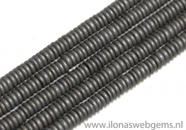 Ca. 400 stuks mini Hematiet kralen / spacer ca. 3x1mm(G36)