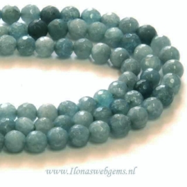 Jade grijs-blauw facet rond ca. 6,5mm