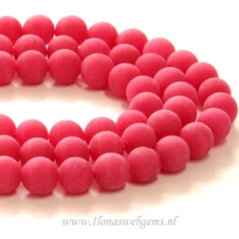 Jade mat zacht rood rond ca. 8,5mm (G165)