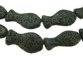 Lavasteen visjes zwart ca. 36x20x9mm
