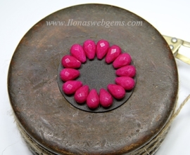 6 paar Jade fuchsia facet druppel ca. 13x8 (M181)