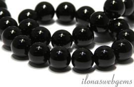 10 Strengen Zwarte Onyx kralen rond ca. 16mm