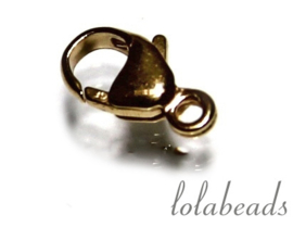 12 stuks Gold filled lobsterslot ca. 9mm