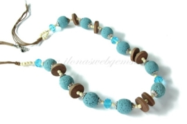 Collier met Lavasteen turquoise