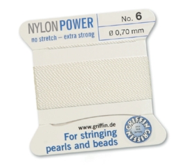 WHITE: Griffin Rijgdraad Nylon 0.70mm No. 6 (NY4)