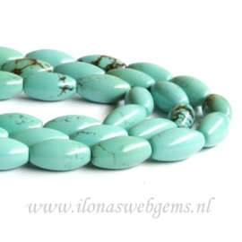 Turquoise Howliet barrels ca. 16x8mm