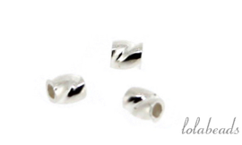 100x Sterling zilveren buis knijpkraaltje "Twisted" ca. 2x2mm