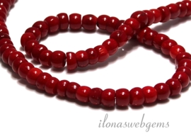 Koraal kralen rood rondel ca. 9x6mm(BB7C)