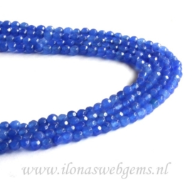 Jade blauw facet rond ca. 4,5mm