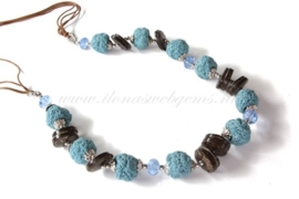 Collier met Lavasteen blauw