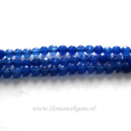 Jade blauw facet rond ca. 4,5mm