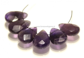 6 stuks Amethyst druppel facet ca.14x10x6mm (G76)