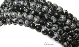 10 strengen Snowflake Obsidiaan kralen rond ca. 6mm (23)