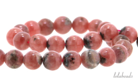 10 strengen Rhodochrosiet kralen rond ca. 8mm