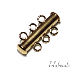 3 stuks Gold filled slot 3 rij ca. 21mm
