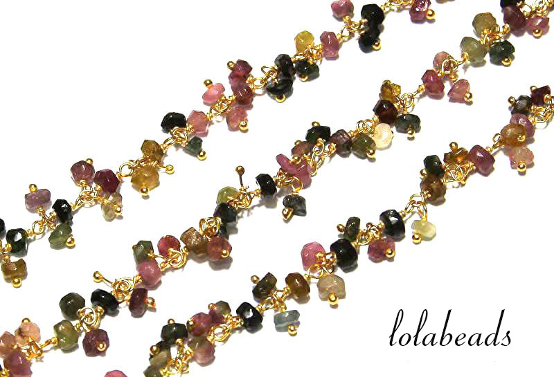 150cm Vermeil ketting met kraaltjes Toermalijn ca. 3.5mm