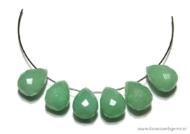 6 Jade druppels bol facet ca. 14x10mm (BB3g)