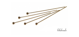 50 stuks 14k/20 Gold filled nietstift met bolletje ca. 38x0.4mm