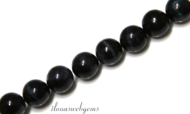 10 strengen Tijgeroog blauw kralen rond ca. 10mm (61)