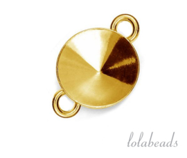 24 stuks 24ktr Vermeil connector voor Swarovski elements 12mm