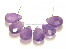 6 stuks Amethyst druppel facet ca. 14x10x6mm (G79)