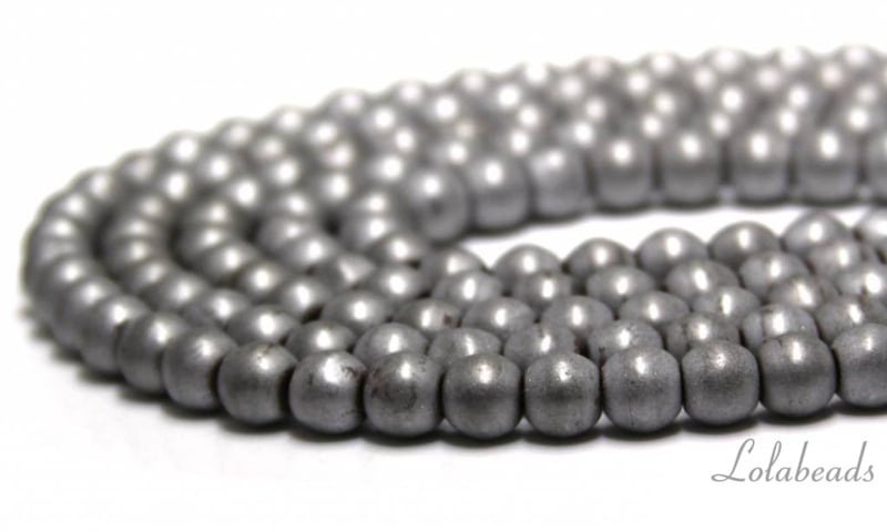 10 strengen Hematiet kralen rond ca. 6mm